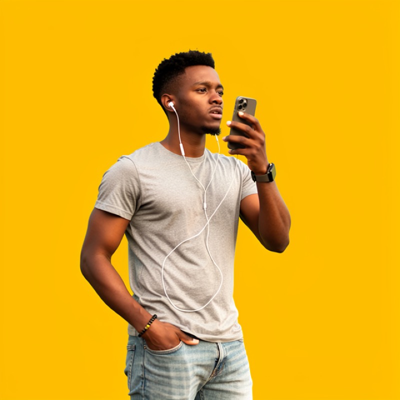 Artist recording music